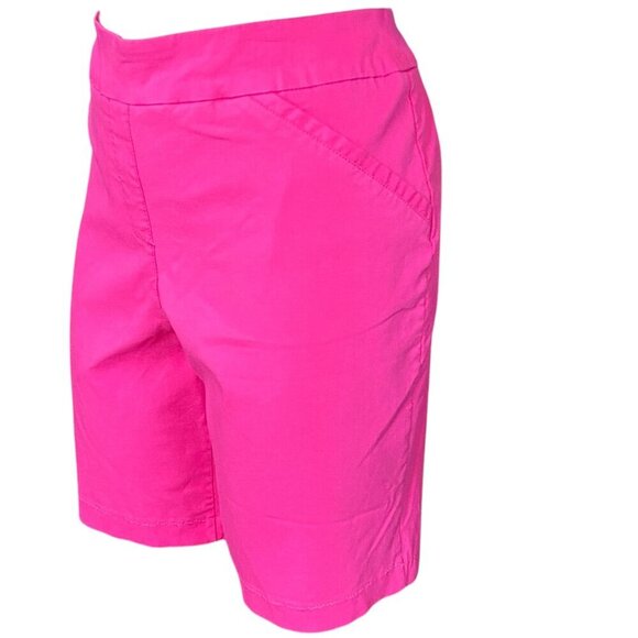 Coral Bay Pink Rayon Blend Stretch Shorts Women Sz 16 Inseam 8.5" #27T - Picture 7 of 11